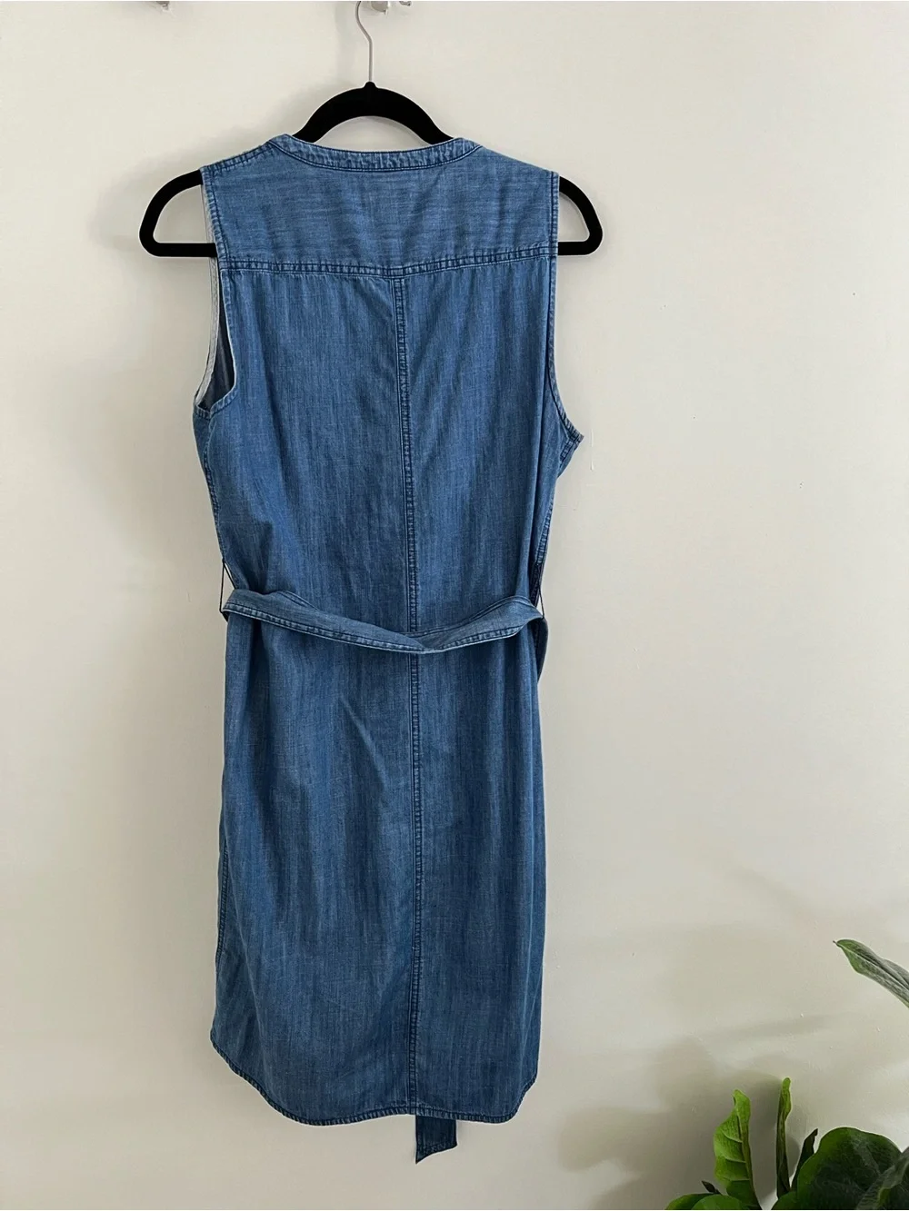 J.Crew Blue Denim Sleeveless Shirt Dress with Tie Waist | Size M